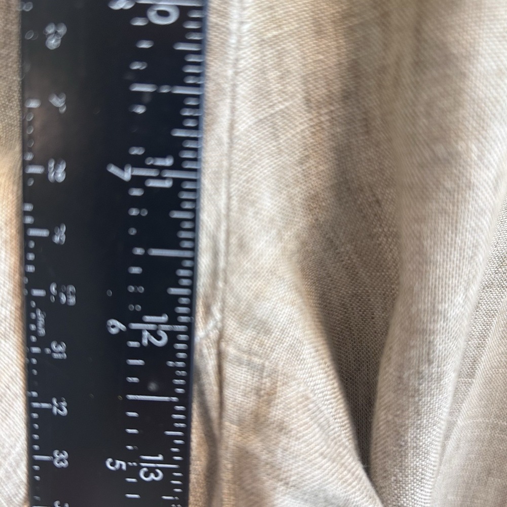 Eileen Fisher 100% Organic Linen Pant Tan Medium Ankle Tapered Elastic Pull On - Picture 5 of 13